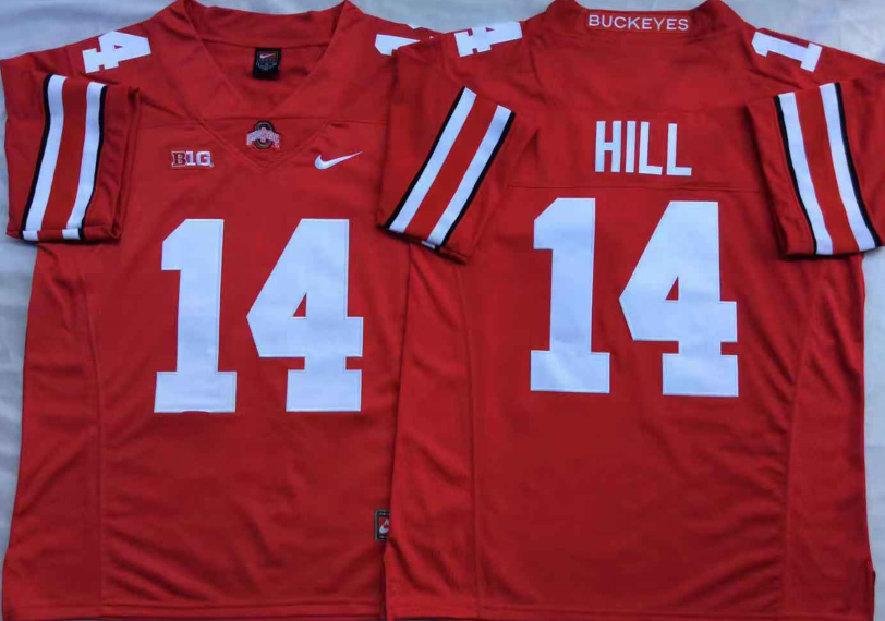 NCAA Men Ohio State Buckeyes Red #14 HILL->ncaa teams->NCAA Jersey
